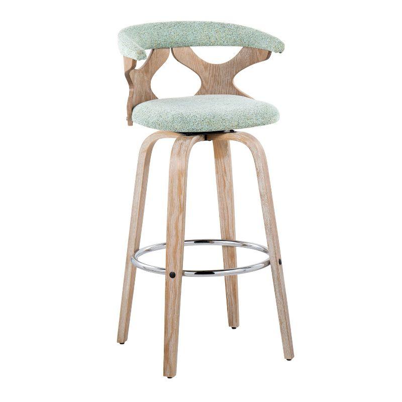 Set of 2 Gardenia Barstools White Wash/Seafoam Green: Fixed Height, Padded Swivel Seat - LumiSource