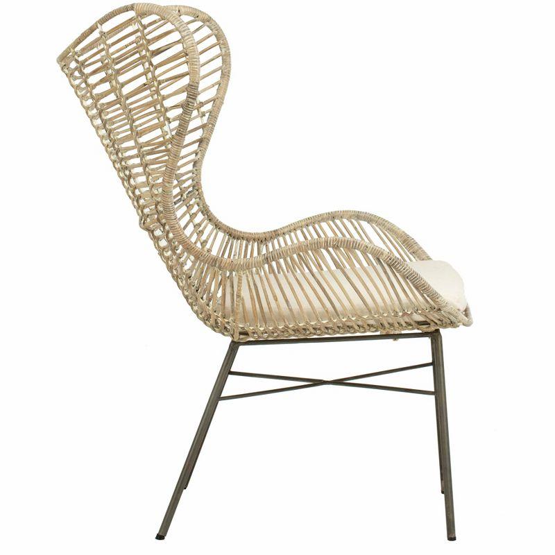 Malia Rattan Wingback Armchair - White Wash - Safavieh