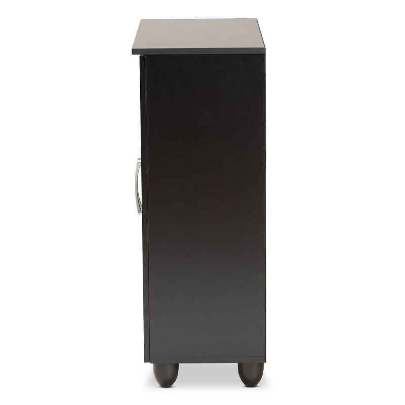 Baxton Studio Renley Espresso Wood 2 Door Shoe Storage Cabinet Brown: Freestanding Organizer, Holds 8 Pairs