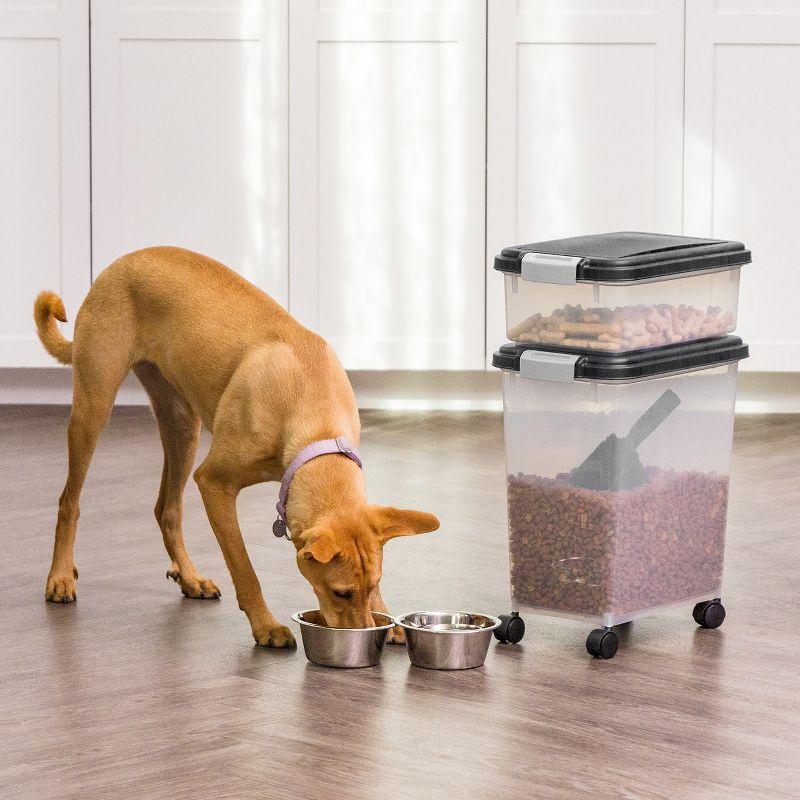 IRIS USA 30lbs + 11lbs Airtight Pet Food Storage Container Combo with Scoop and Casters, up to 41lbs