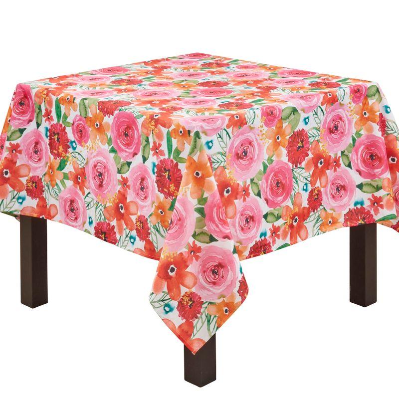 Saro Lifestyle Large Floral Print Tablecloth, Multi, 65" x 65"