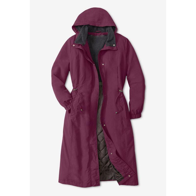 Woman Within Women's Plus Size Long Hooded Taslon Jacket - 22/24, Bark