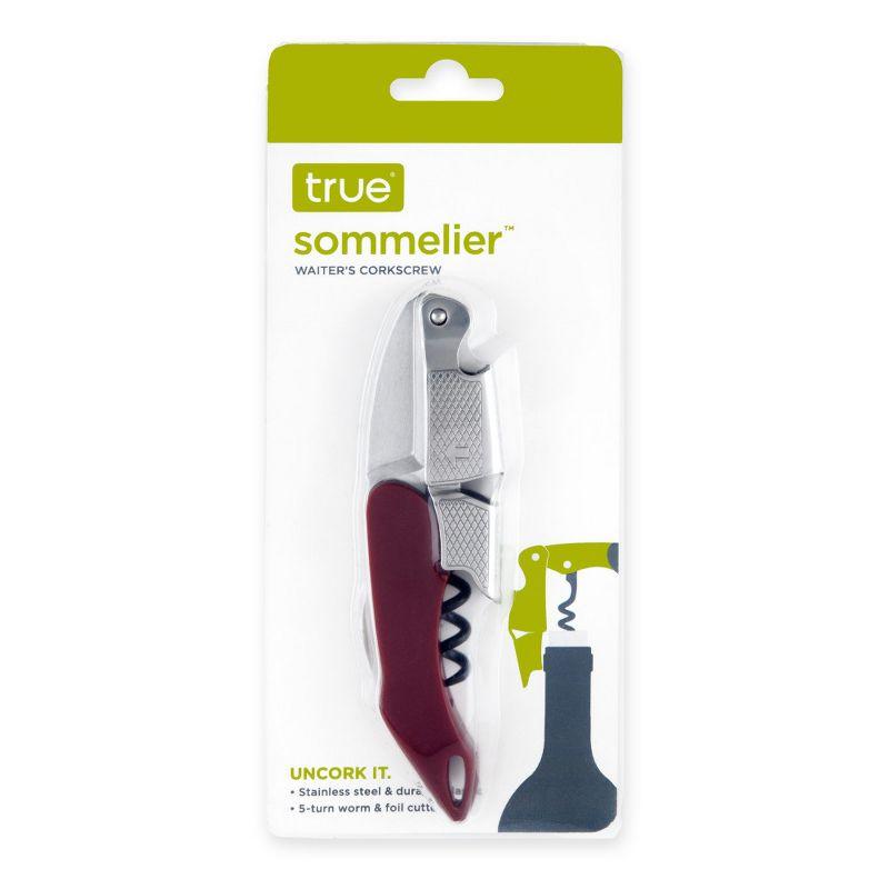 True Sommelier Waiter’s Corkscrew, Burgundy Stainless Steel Spring Loaded Wine Key