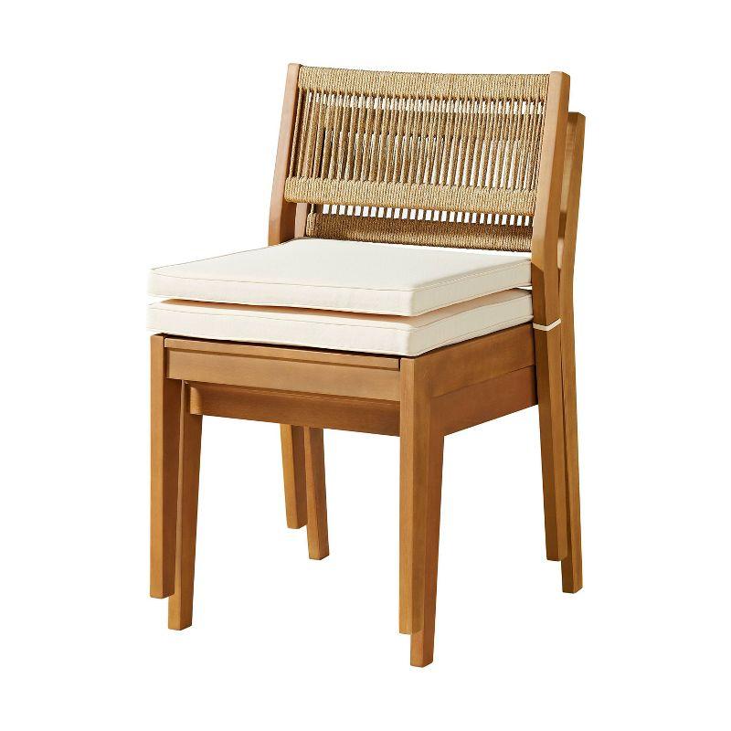 Alaterre Furniture 2pc Barton Outdoor Weather Resistant Stackable Dining Chairs with Cushions