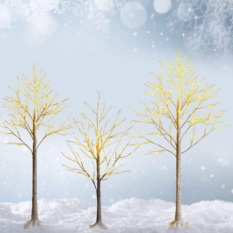 Costway 4ft Pre-lit White Twig Birch Tree for Christmas Holiday w/ 48 LED Lights