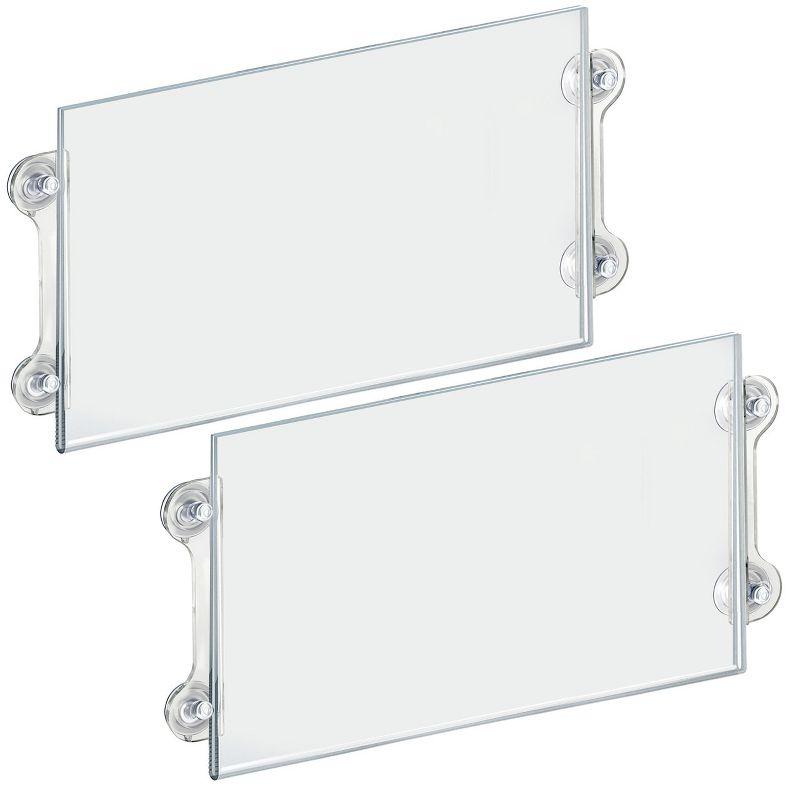 Azar Displays Clear Acrylic Window/Door Sign Holder Frame with Suction Cups 17''W x 11''H, 2-Pack (Set of 2)