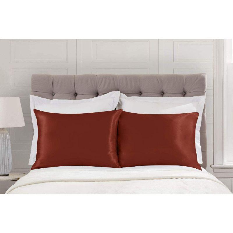 Satin Pillowcase  for Hair and Skin - 2 Pack Pillow Case with Zipper - Shopbedding