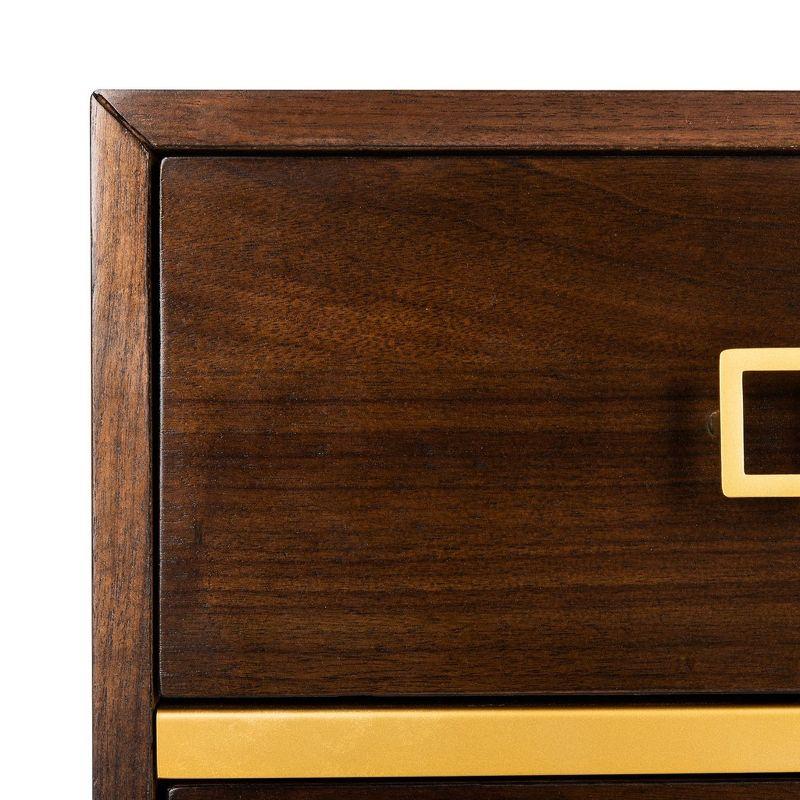 Katia 3 Drawer Chest - Walnut/Gold - Safavieh.