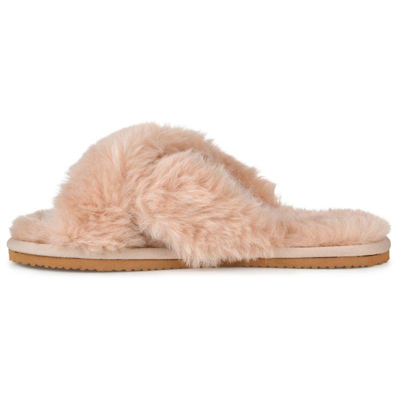 Tan Faux Fur Open Toe Women's Slippers