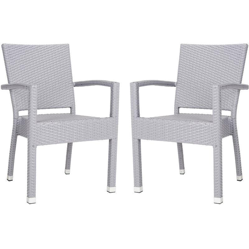 Kelda Stackable Arm Chair Indoor/Outdoor (Set Of 2) - PAT4004 - Grey - Safavieh