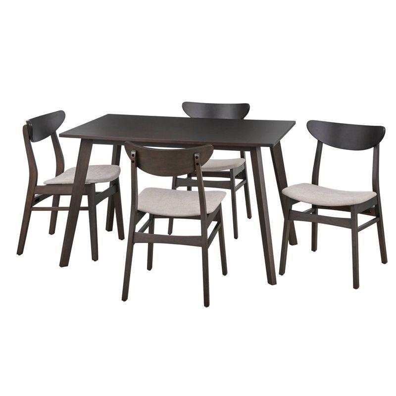 Walnut Mid-Century 5-Piece Dining Set with Upholstered Chairs