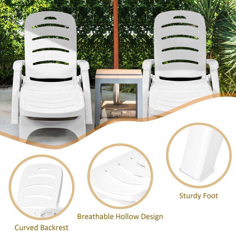 Tangkula Outdoor Chaise Lounge Chair 5-Position Folding Recliner for Beach Poolside Backyard