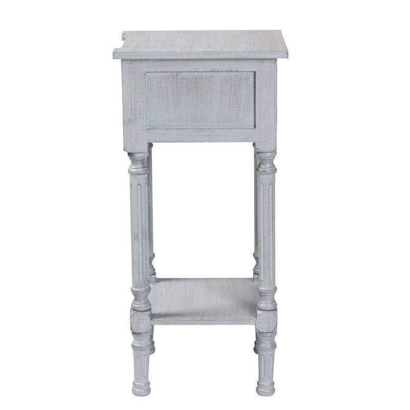 Baxton Studio Gellert Wood 1 Drawer End Table Gray/Mirror: Fir & MDF with Storage, Glass Accent