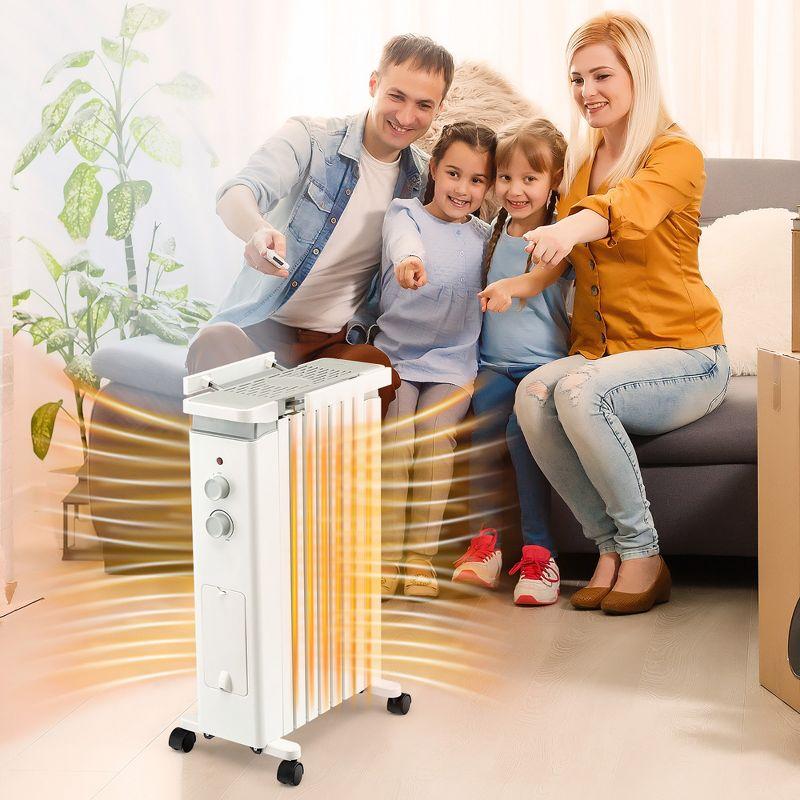 Costway 1500W Oil Filled Radiator Heater Electric Space Heater w/ Humidifier White\Black