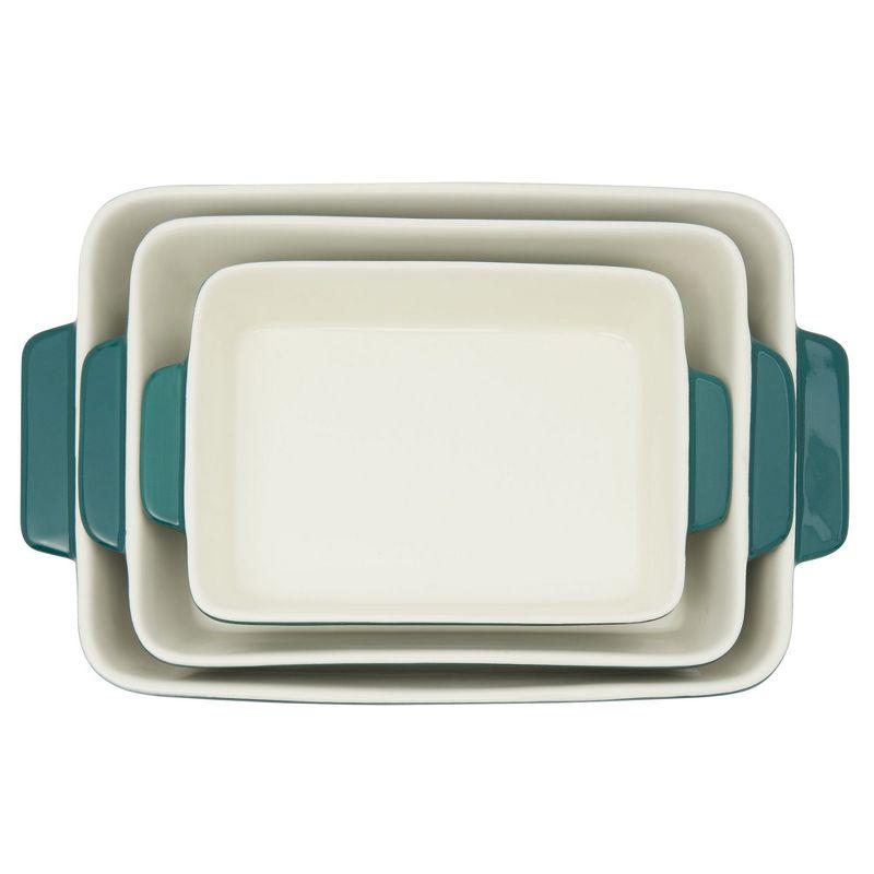 FETLOD 3 Piece Green Casserole Dishes For Oven Use, Baking, Rectangular Ceramic Bakeware Set In Assorted Sizes