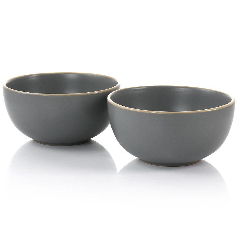 Gibson Home Rockaway 2 Piece Cereal Bowl Set in Gray