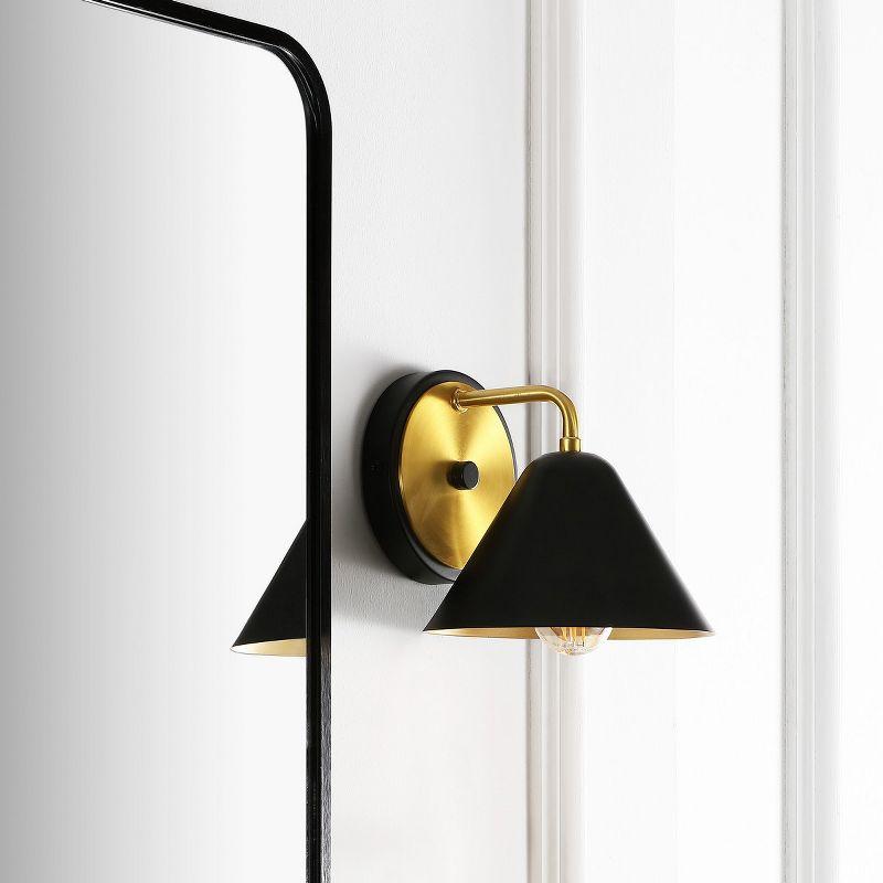 Jynn 7" Black and Brass Direct Wired Wall Sconce