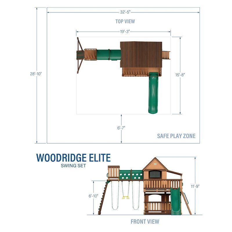 Backyard Discovery Backyard Discovery Woodridge Elite Cedar Wood Swing Set with Wave Slide, Clubhouse, Crawl Tunnel, and Crow's Nest