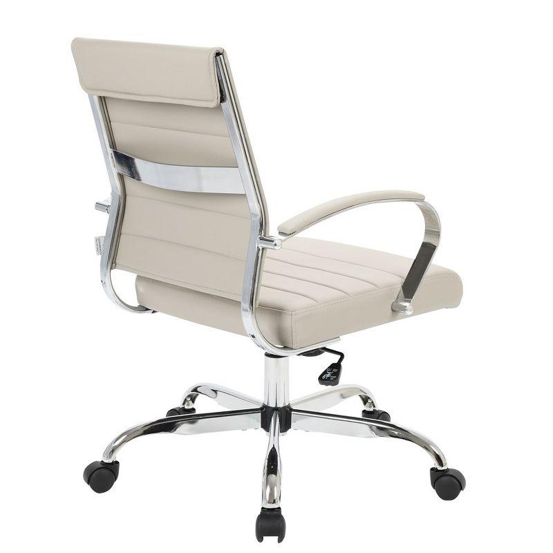 LeisureMod Benmar Mid-Back Office Conference Chair Upholstered in Leather with Swivel and Tilt in Tan