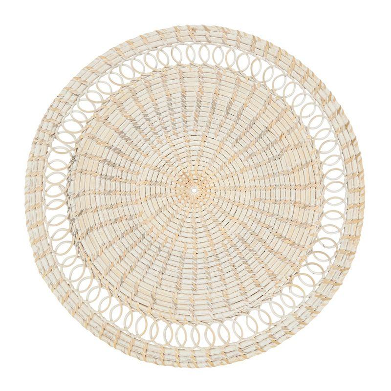 Beige 15" Rattan Loopy Spiral Placemats, Set of 4