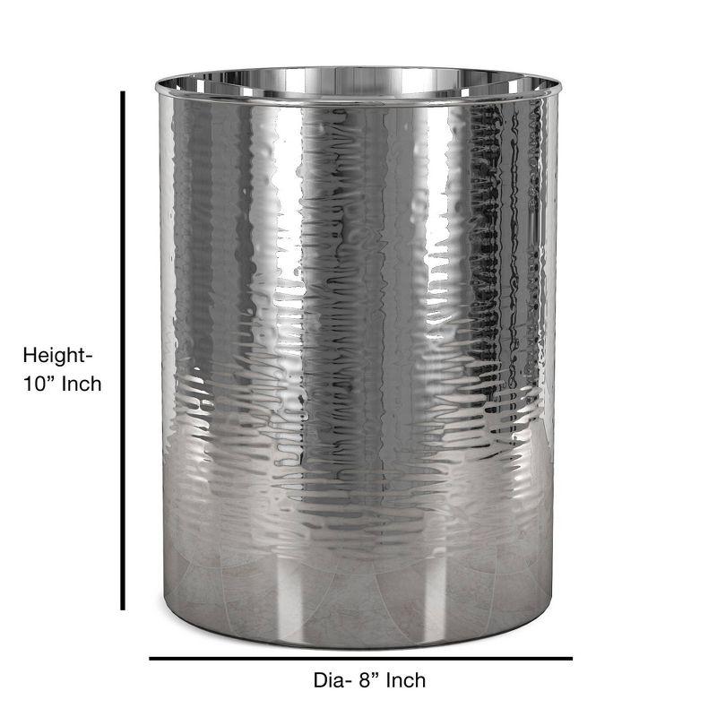 Stainless Steel Hammered Gray Bathroom Wastebasket