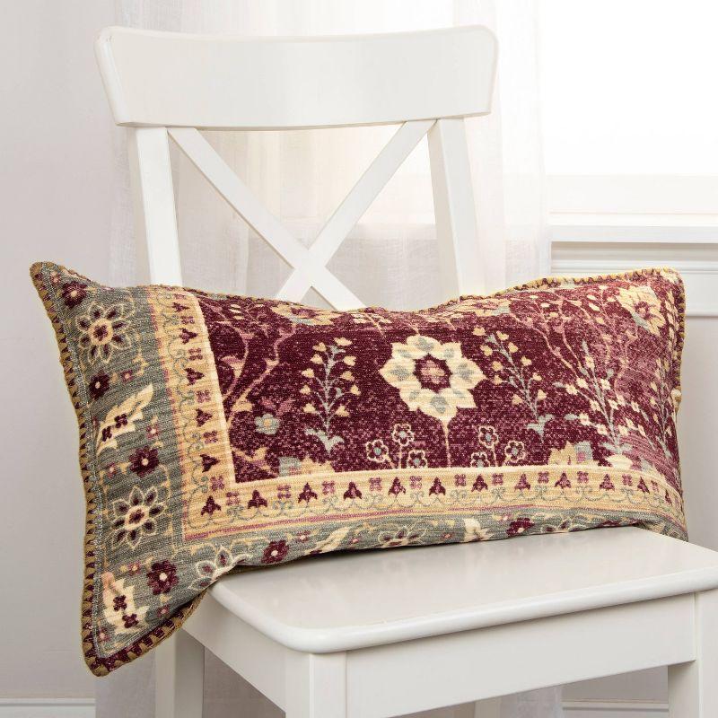 14"x26" Antique Rug Patterened Throw Pillow Cover Red - Rizzy Home