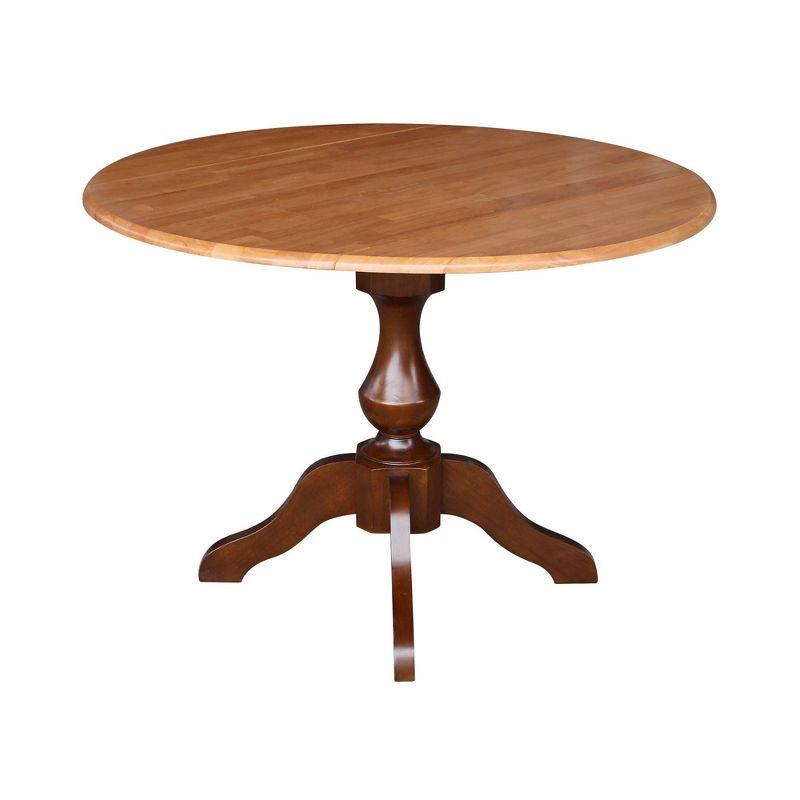 30.3" Gracelyn Round Dual Drop Leaf Pedestal Extendable Dining Table Cinnamon/Espresso - International Concepts: For Small Spaces