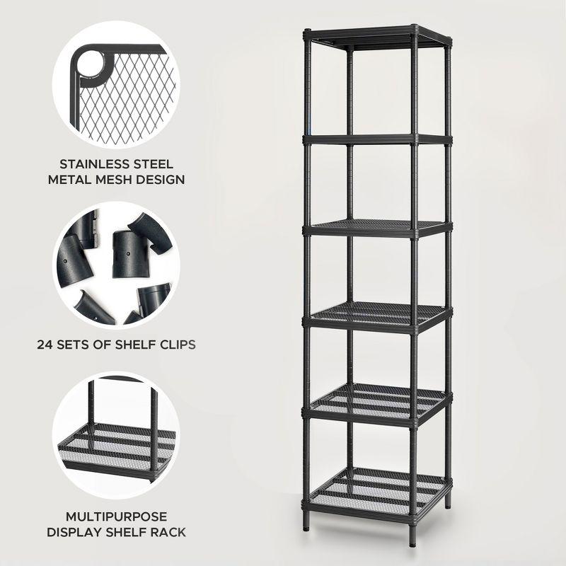 Versatile MeshWorks Black Metal Mesh 6-Tier Shelving Tower