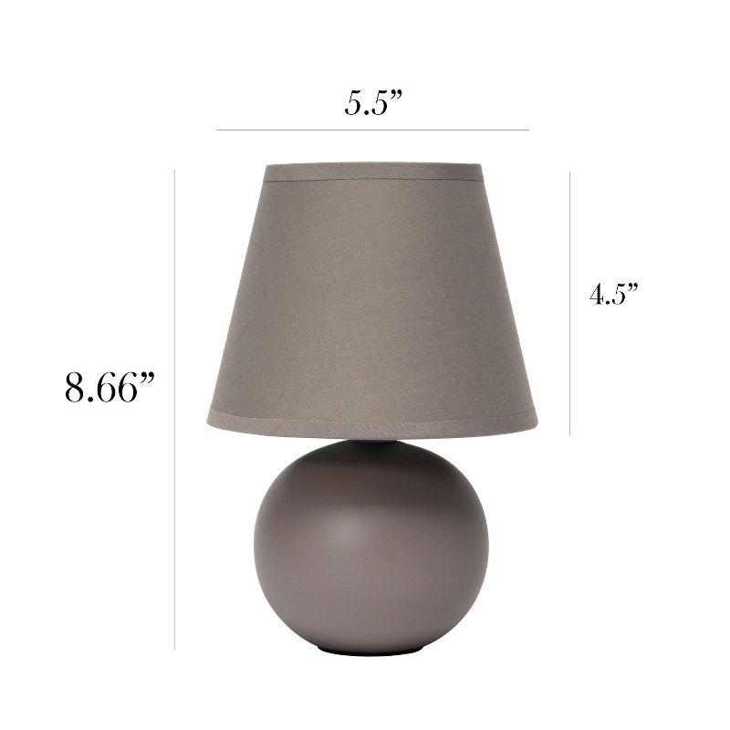 Simple Designs 8.66" Compact Ceramic Globe Table Lamp with Stylish Shade (Includes LED Light Bulb) Gray
