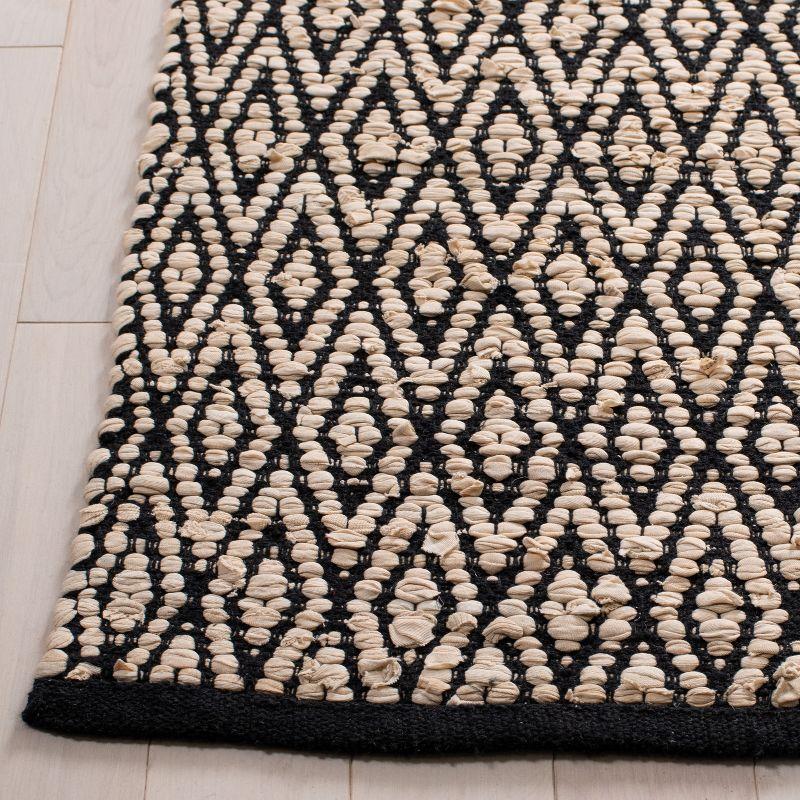 Montauk 6' Square Beige and Black Handwoven Cotton Rug