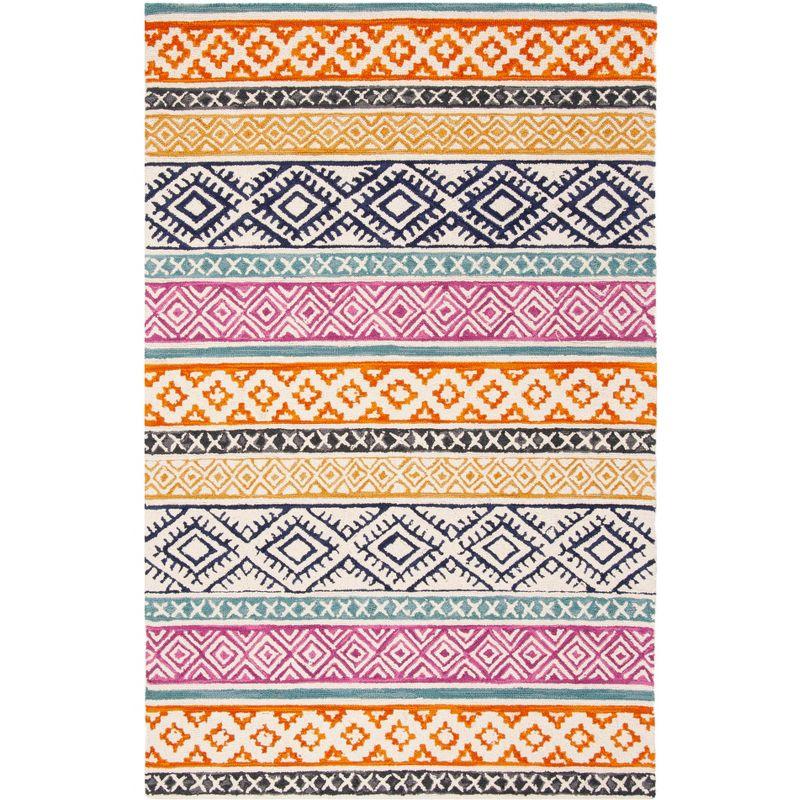 Micro-Loop MLP552 Hand Tufted Indoor Area Rug - Ivory/Rust - 5'x8' - Safavieh