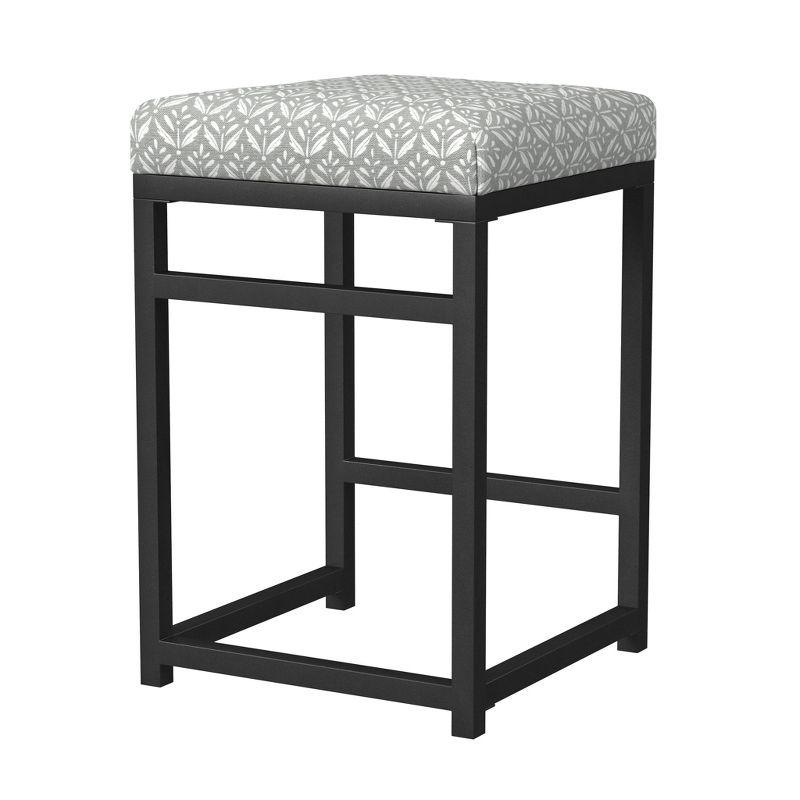24" Open Back Metal Counter Height Barstool Gray - HomePop: Kitchen Island Seating, Industrial Design