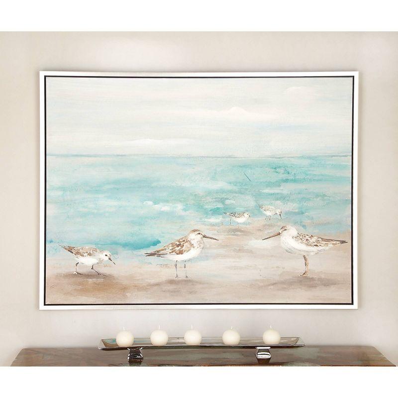 Canvas Bird Framed Wall Art with Silver Frame White - Olivia & May