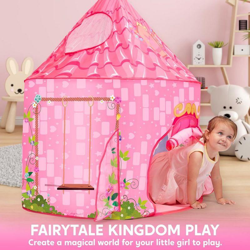 Joyfy Princess Play Tent for Girls, Pop Up Play Tent Play House for Kids Indoor Outdoor Play,  Todders Large Castle Playhouse Tent for Girls Age 1+