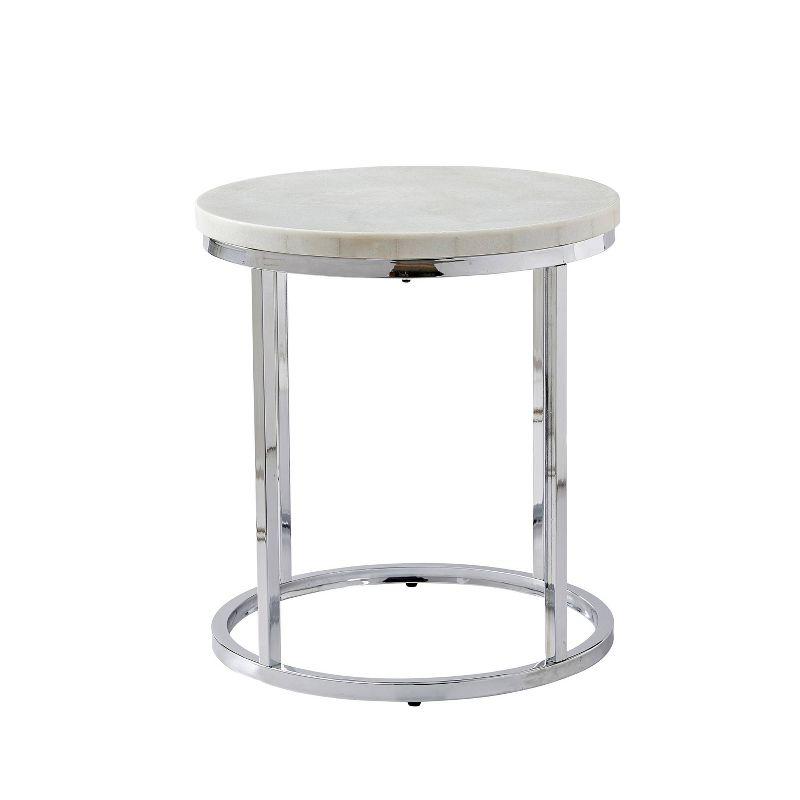 Echo 22" White Marble and Chrome Round End Table