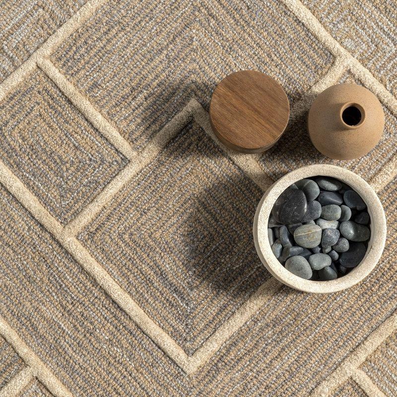 Nuloom Kassy Geometric 4x6 Wool Indoor Area Rug for Living Room Bedroom Dining Room Kitchen, Natural