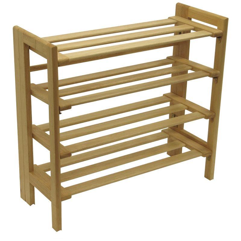 Clifford Foldable Shoe Rack Natural - Winsome: Adjustable, Easy Storage, 12 Pairs Capacity, Wood Frame