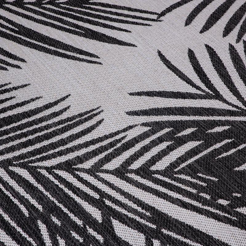 Black and Gray Floral Flat Weave Indoor/Outdoor Rug 2'x3'