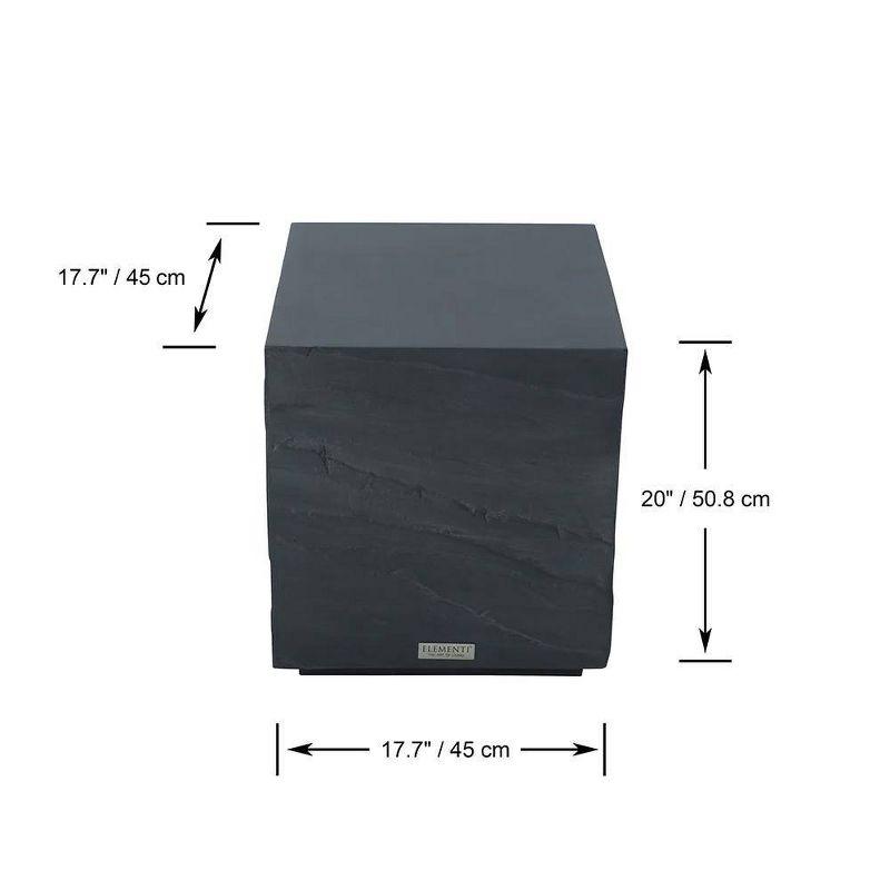 Envelor Elementi Outdoor Square Concrete Side Table Slate Black: Weather-Resistant Patio Accent Table