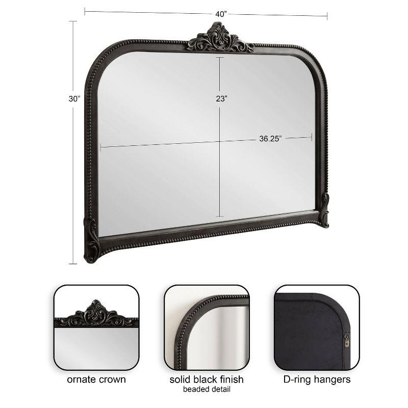 Hubanks Black Baroque-Inspired Arched Wall Mirror 40" x 30"