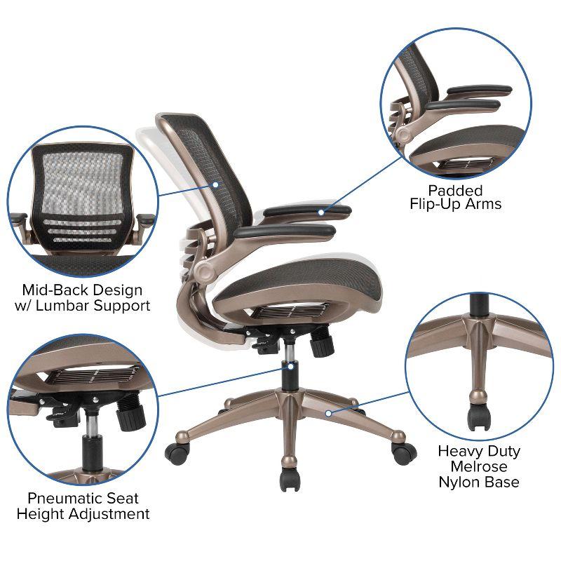 Flash Furniture Mid-Back Transparent Mesh Executive Swivel Office Chair with Flip-Up Arms