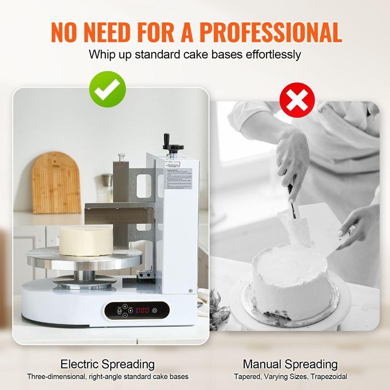 VEVOR Cake Decorating Machine, Cake Cream Spreading Coating Smearing Machine, Low Noise Cake Frosting Machine, Turntable with Adjustable Scraper