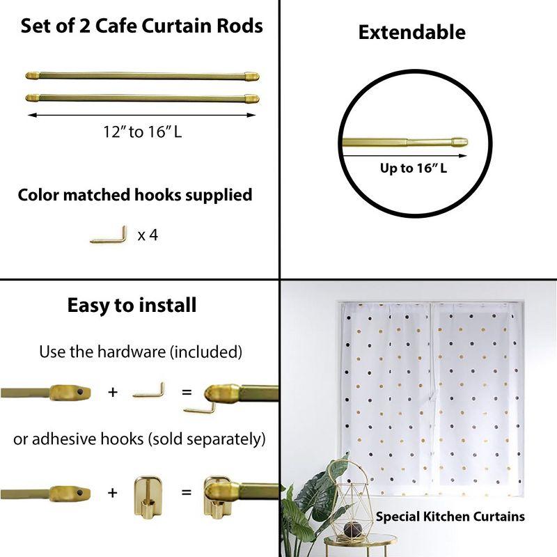 Café Rod Aluminum Adjustable Single Curtain Rod (Set of 2)