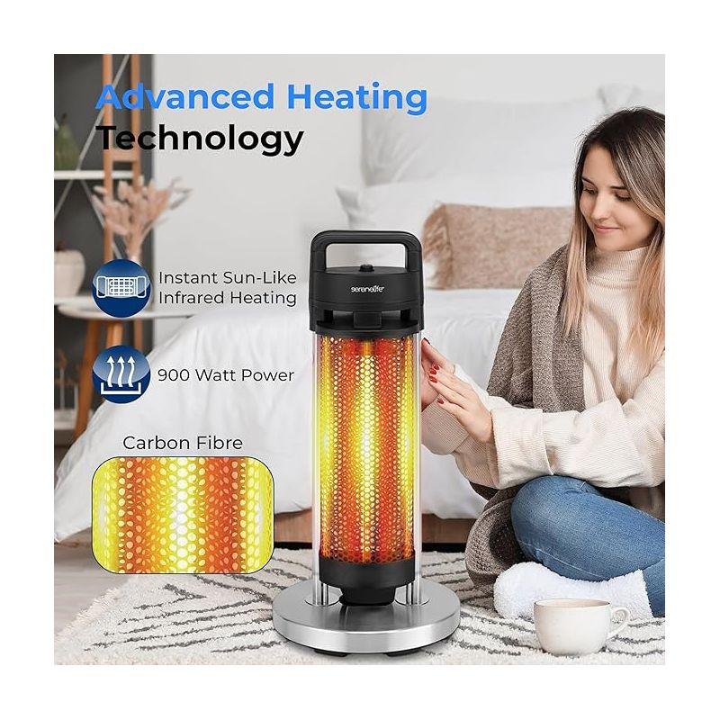 SereneLife 900W Black and Stainless Steel Electric Patio Heater