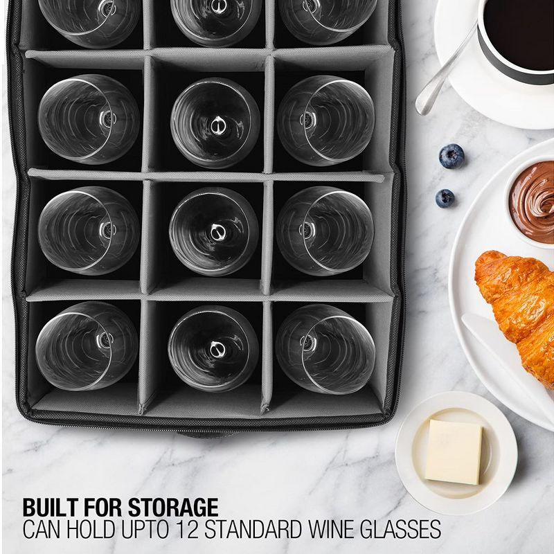 Sorbus Stemware Storage Case - with Hard Shell, Dividers and Handle - Stemware Storage Containers Holds 12