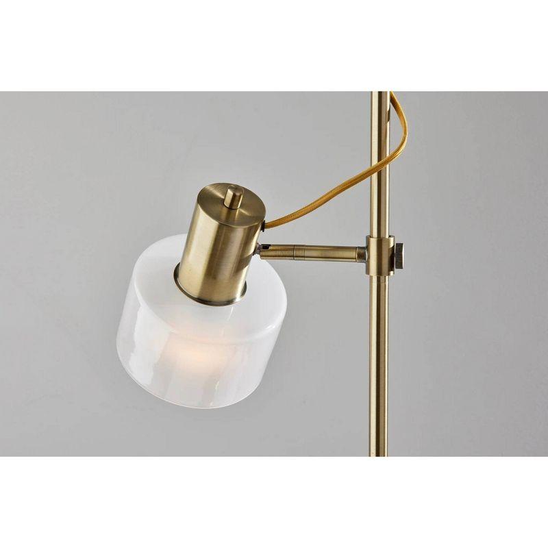 Adesso Rhodes Floor Lamp Brass: Antique Finish, Adjustable Glass Shade, ETL Listed, 56" Height