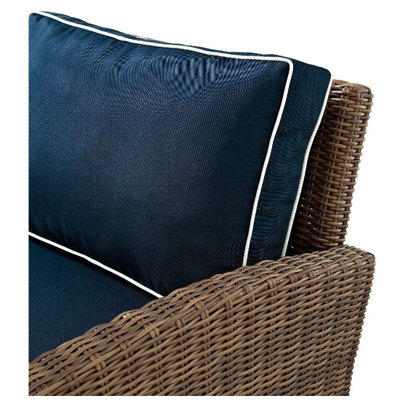 Bradenton Navy and Brown Outdoor Wicker Loveseat