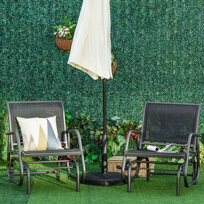 Outsunny Outdoor Glider Chairs, Swing Chair with Breathable Mesh Fabric, Curved Armrests and Steel Frame for Porch, Garden, Poolside, Balcony, Black