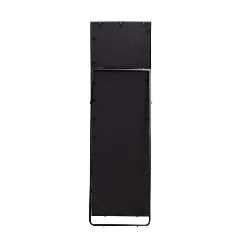 Brewster Carmen Black Rectangular Linear Mirror: Modern Floor Mirror, 60x18, Metal Frame, Freestanding