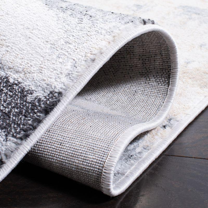 Ivory and Charcoal Rectangular Stain-Resistant Area Rug